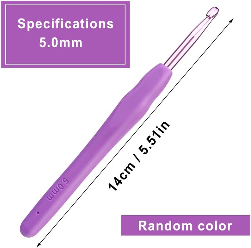 kgxulr 5 mm Crochet Hook, Aluminum Soft Grip Rubber Handle Needles Ergonomic Knitting Needles Crochet Needle for Beginners and Handmade DIY Knitting Crochet (5 mm) - Image 2